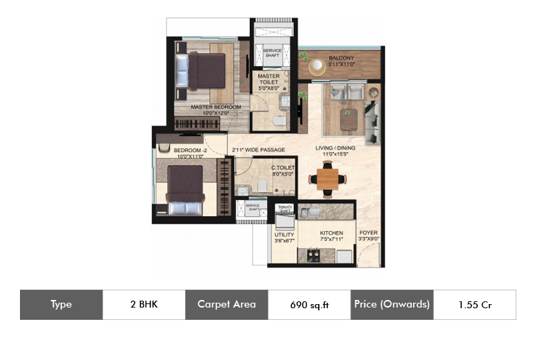 2.5 BHK Standard floor plan