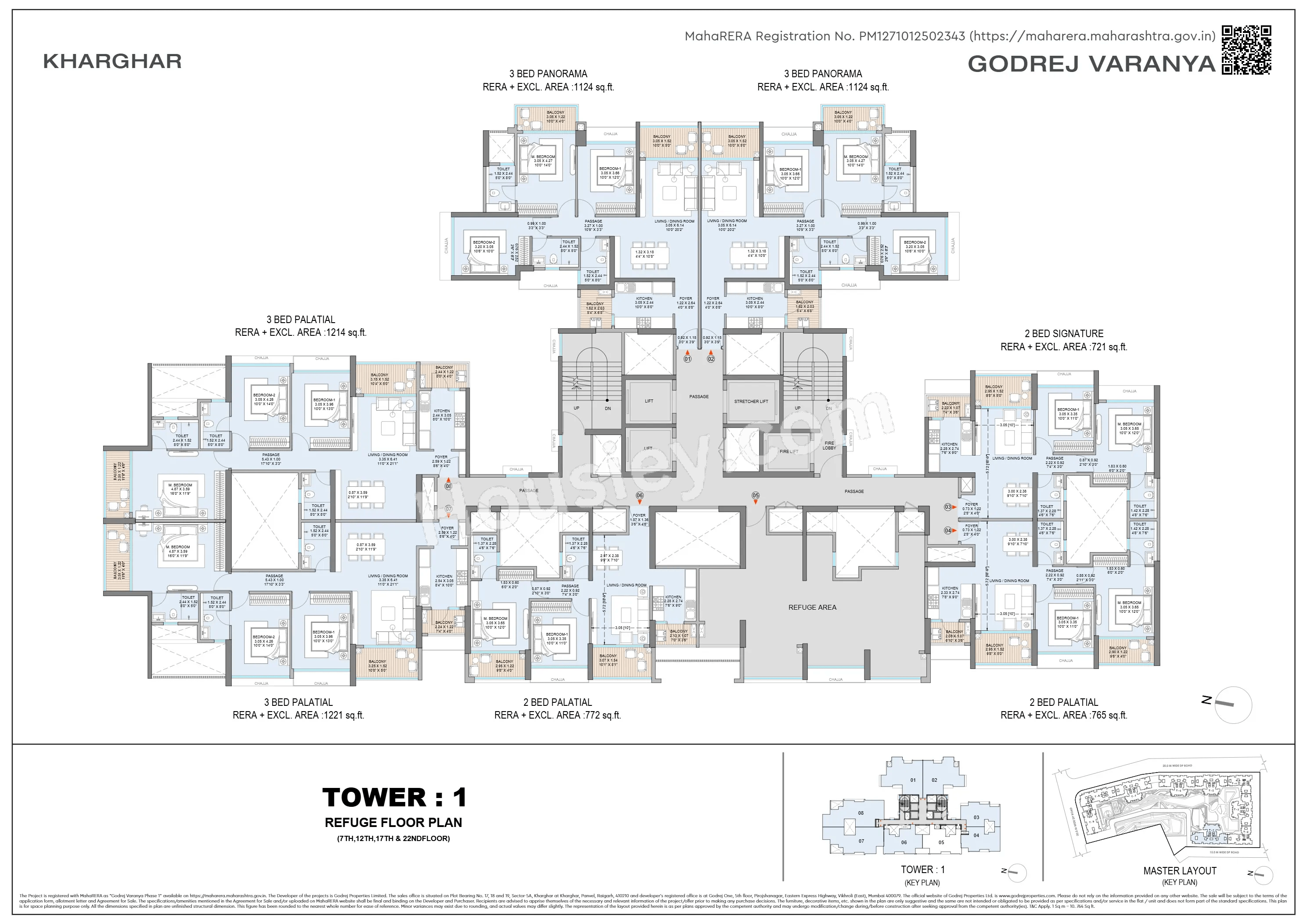 3BHK floor plan in Kharghar