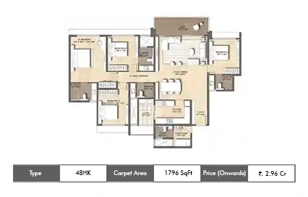 4BHK floor plan in Panvel