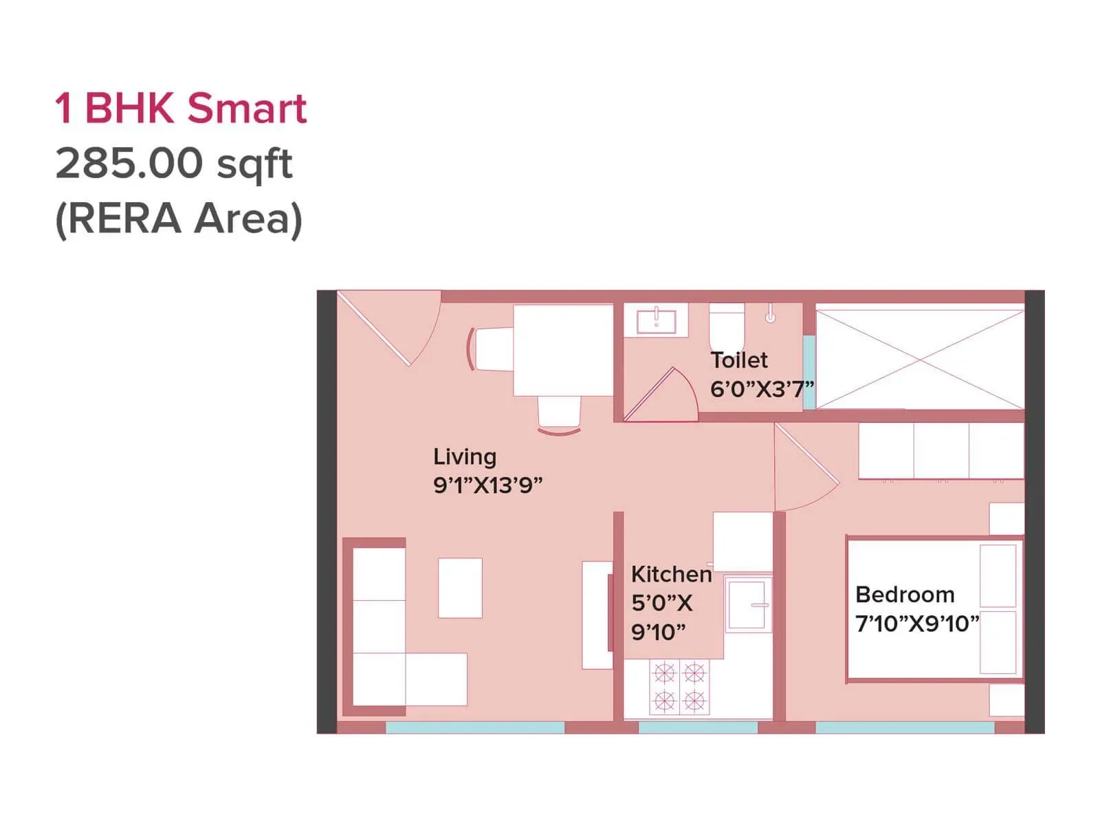 1 BHK Premium floor plan