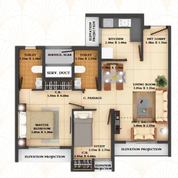 2 BHK Ultima - Type 1 floor plan